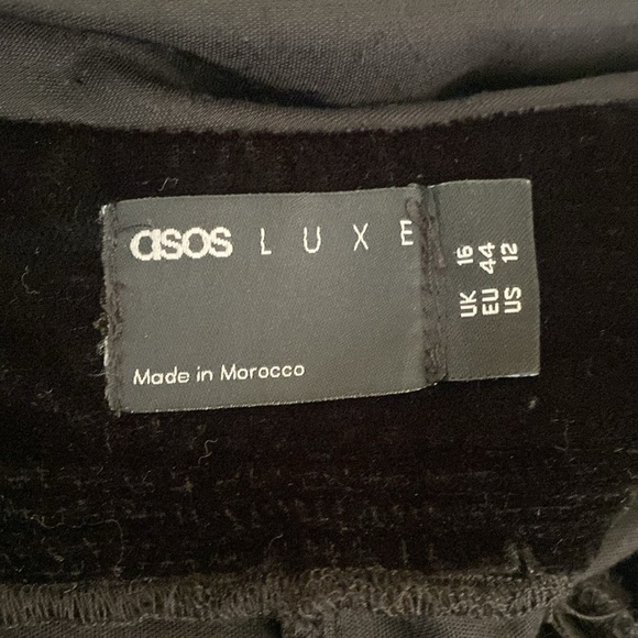 ASOS Luxe Velvet Corsage Cowl Neck Wide Leg Jumpsuit Black Size US 12 (UK16) - Picture 9 of 9